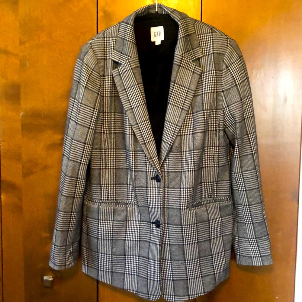 Gap black & white plaid blazer